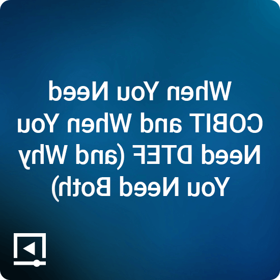 When you Need COBIT and When you Need DTEF